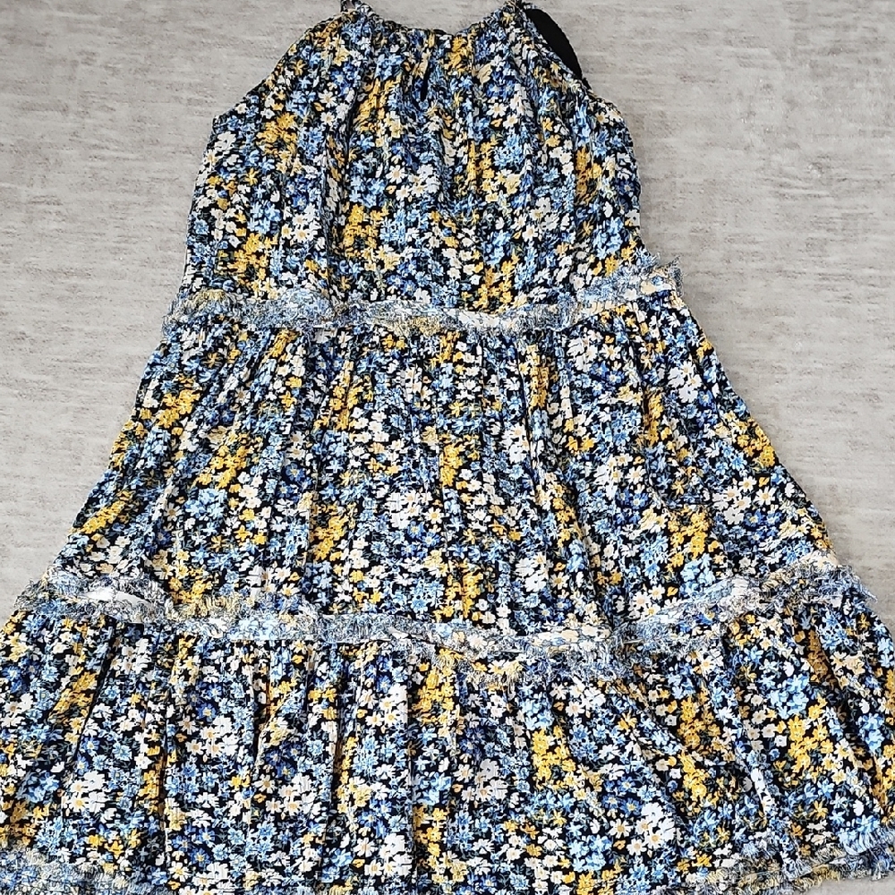 Nordstrom Floral Kids Dress - Navy, Mustard, White - Picture 3 of 3